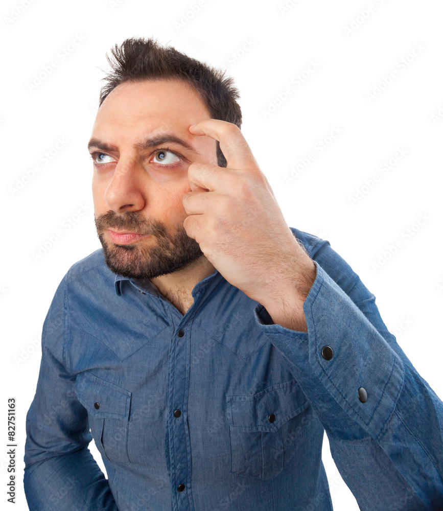 Funny young man looks for an idea Funny young man looks for an idea