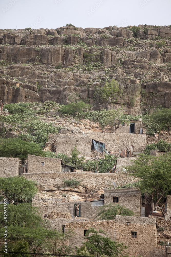 Stone cliff dwellings in Africa