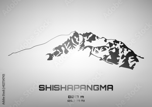 Outline vector illustration of steel Mt. Shishapangma