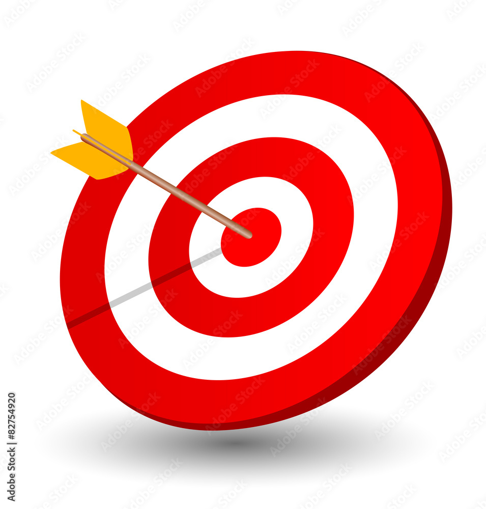 Dart Hitting A Target, Vector Illustration Dart Hitting A Target, Vector Illustration