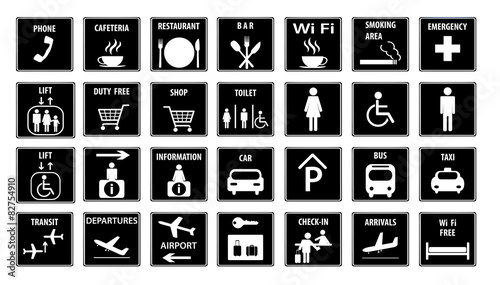 Airport Icons Set.Vector illustration