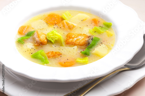 potato soup with salmon