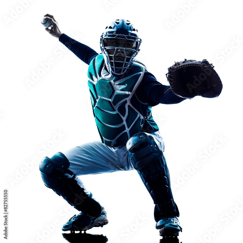 Photography man baseball player silhouette isolated