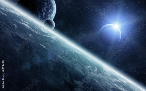 Fototapeta Naklejka Na Ścianę i Meble -  Sunrise over planets in space