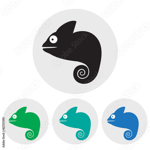Stylized silhouette of chameleon on a light background