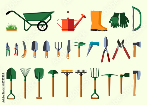 Set of various gardening items.