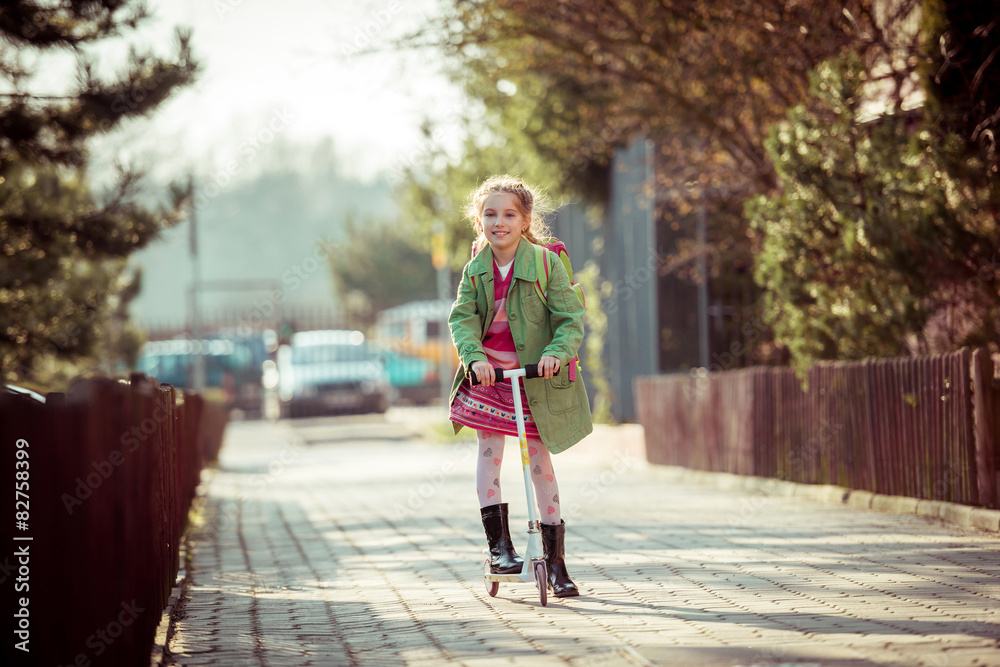 girl returning from school girl returning from school