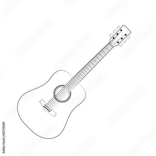 Vector illustration of black outlines guitar