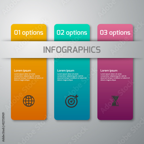 Vector illustration of business infographics 3 options . Rectang