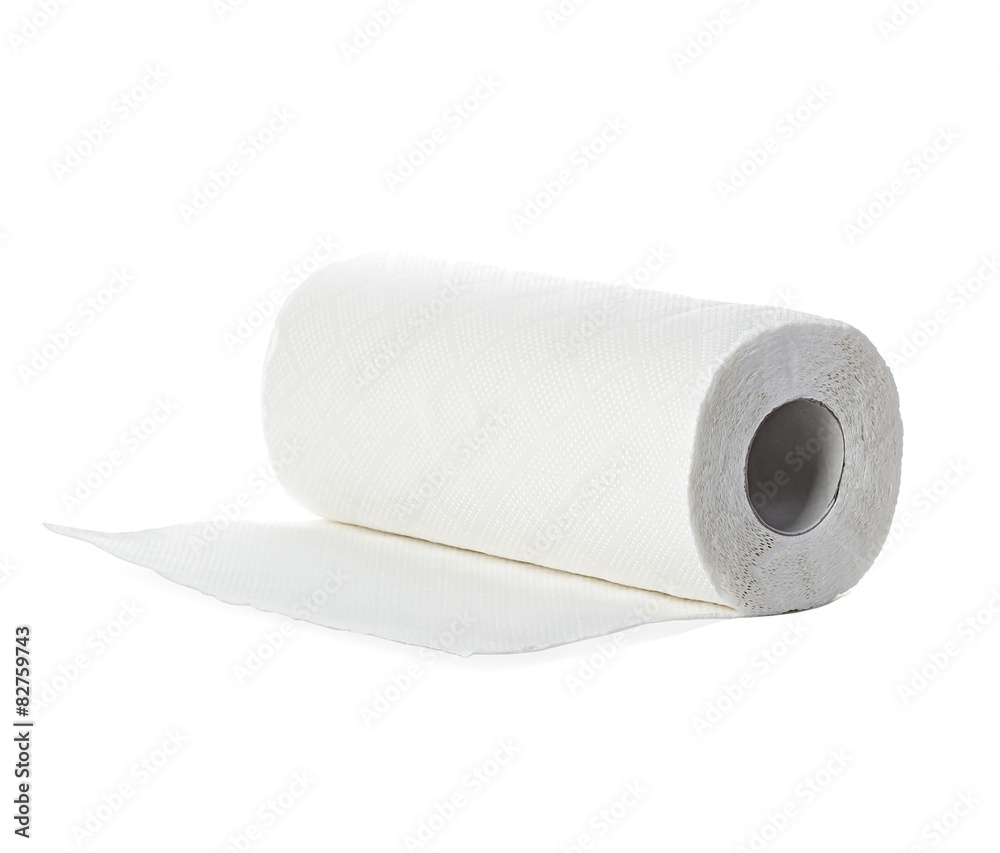Fototapeta premium Roll of paper towel, isolated on white background
