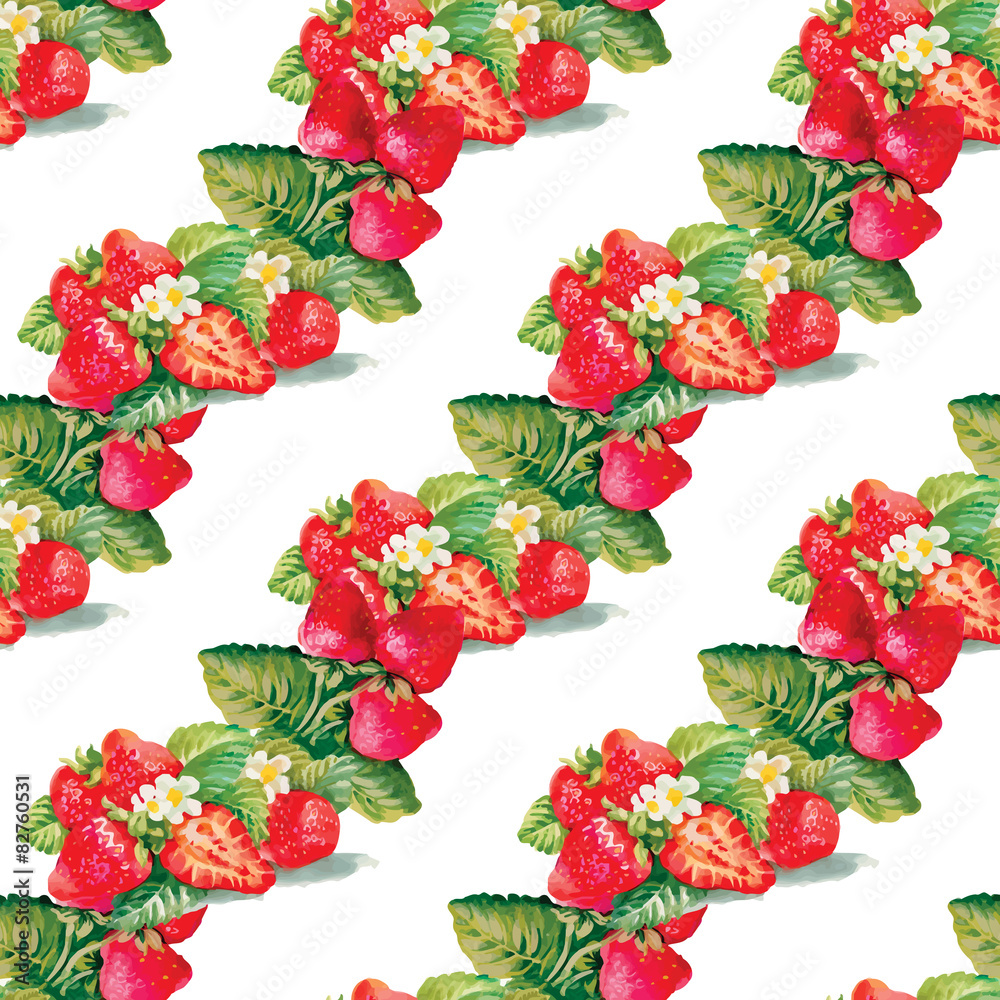 Seamless pattern of watercolor strawberries Seamless pattern of watercolor strawberries