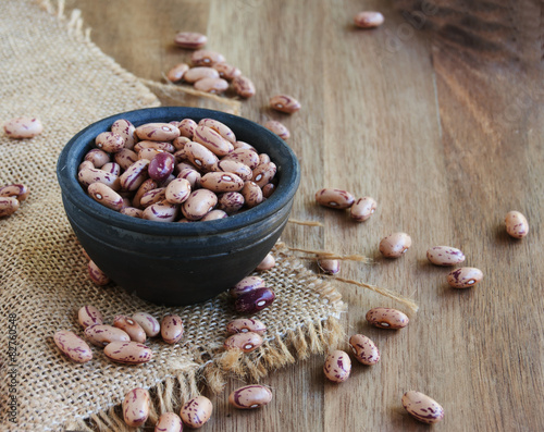 bowl with raw beans in a rustic style