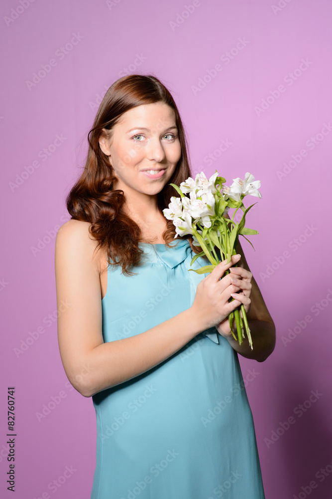 beautiful woman holding white flowers beautiful woman holding white flowers