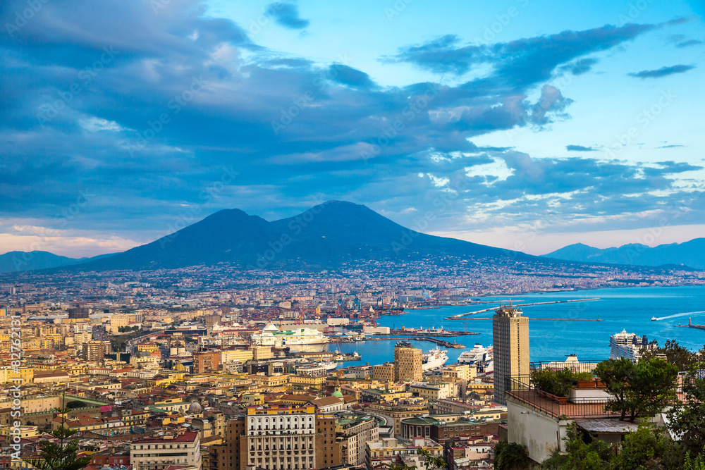 Napoli  and mount Vesuvius in  Italy