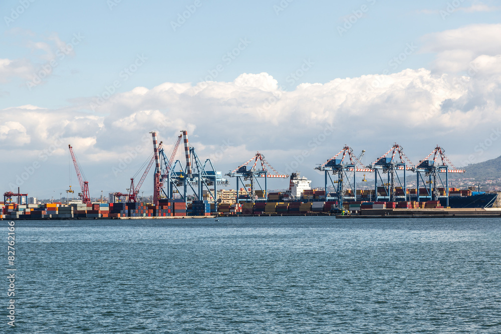 Cargo harbor in Naples, Italy