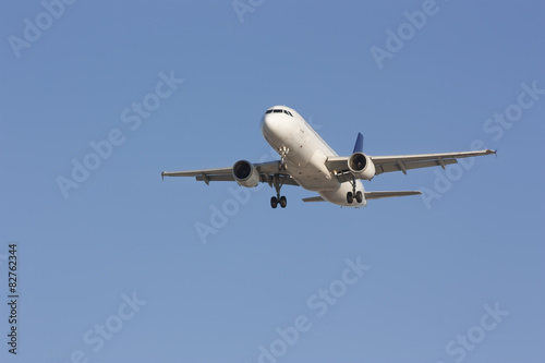 Perspective view of jet airliner in flight