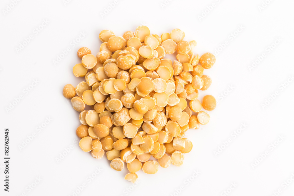 Yellow split peas isolated on white background Yellow split peas isolated on white background