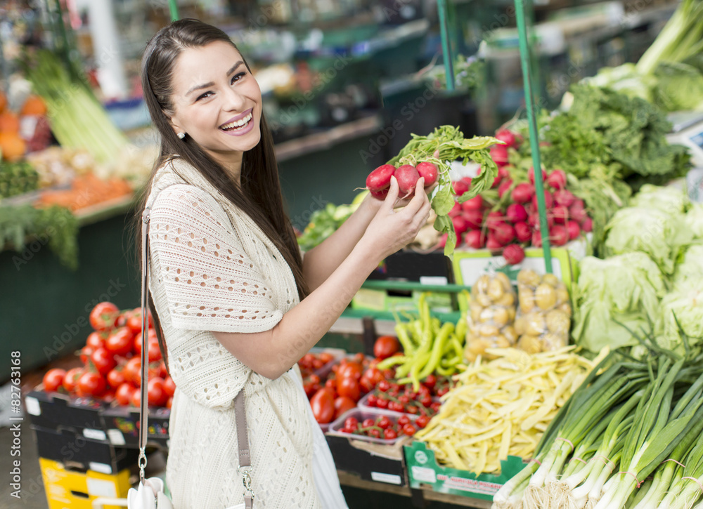 Young woman on the market Young woman on the market