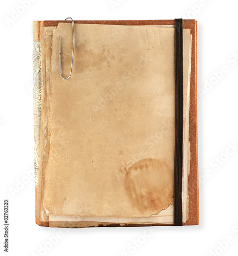 old notebook on a white background