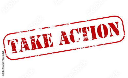 Rubber stamp with text take action inside, vector illustration