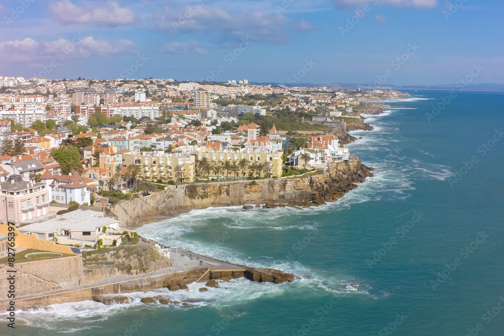 Aerial view of Estoril coastline near Lisbon in Portugal