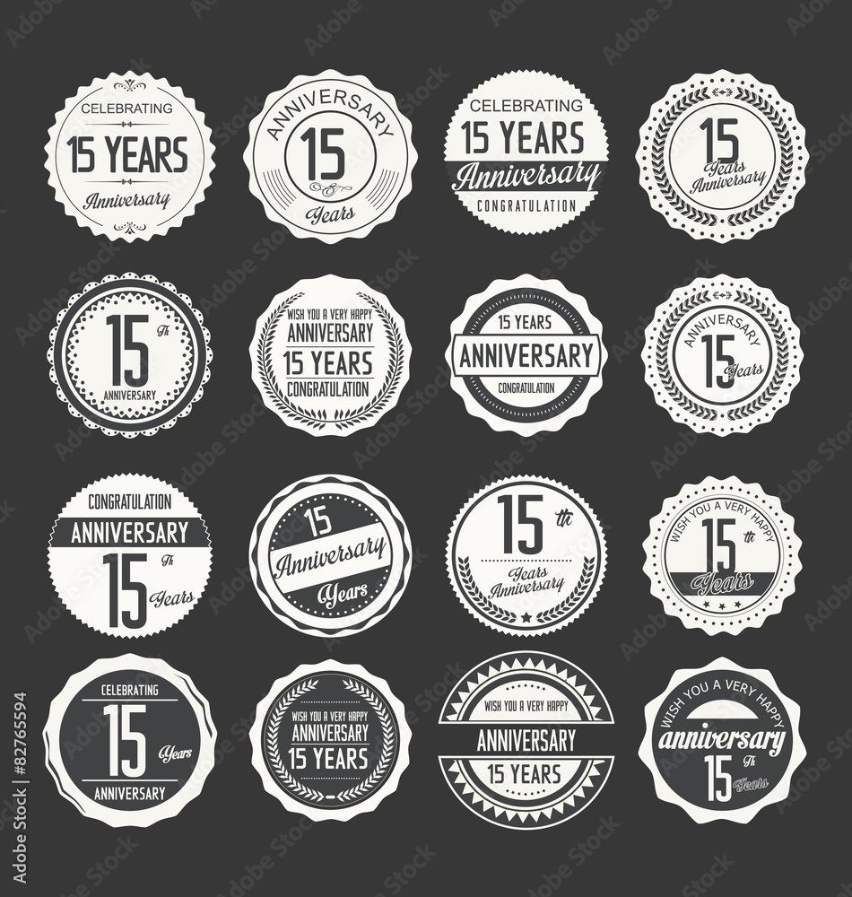 Anniversary retro labels 15 years collection