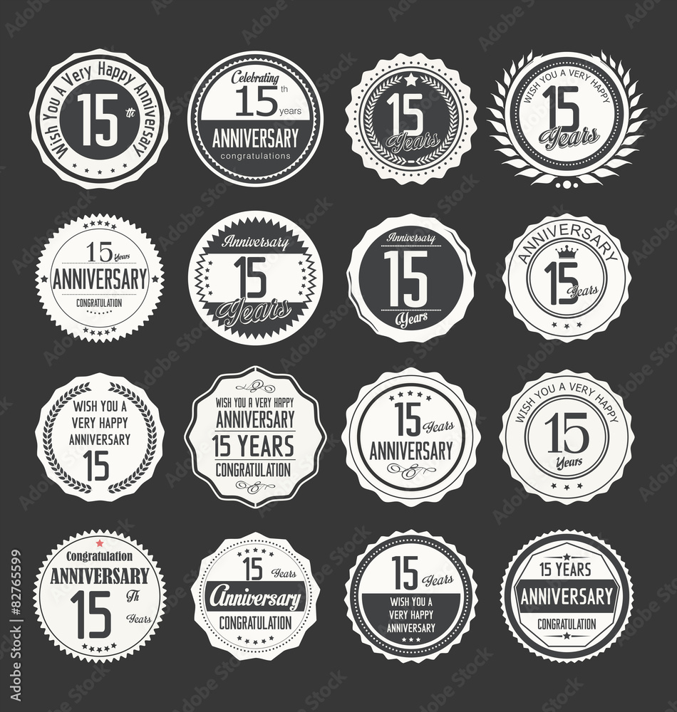 Anniversary retro labels 15 years collection