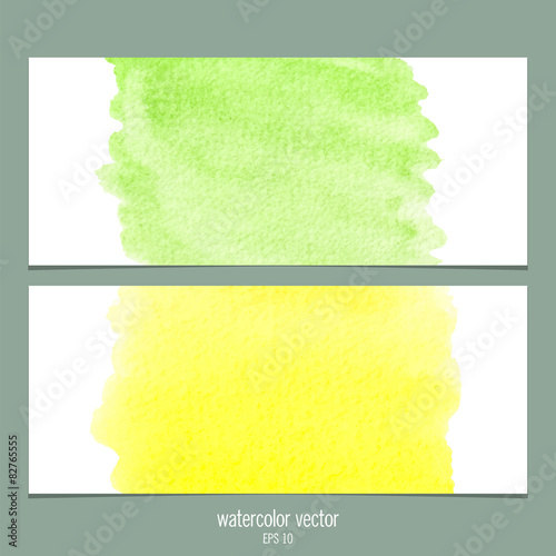 Watercolor vector banners green and yellow