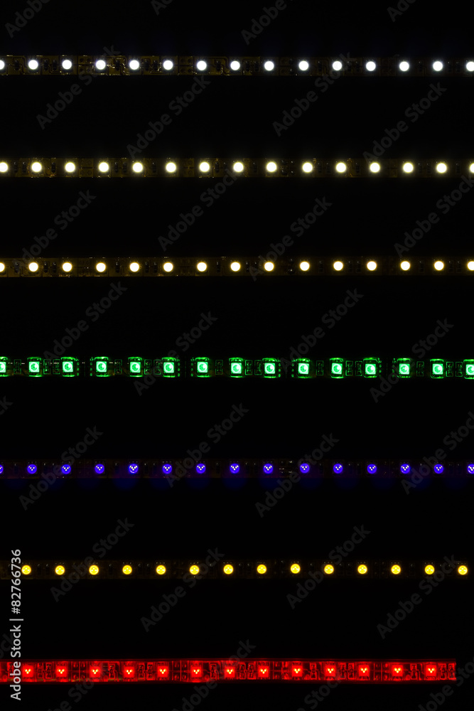 Different LED strips on black background Different LED strips on black background