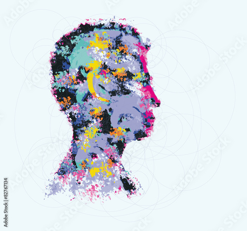 Colourful illustration of human head silhouette