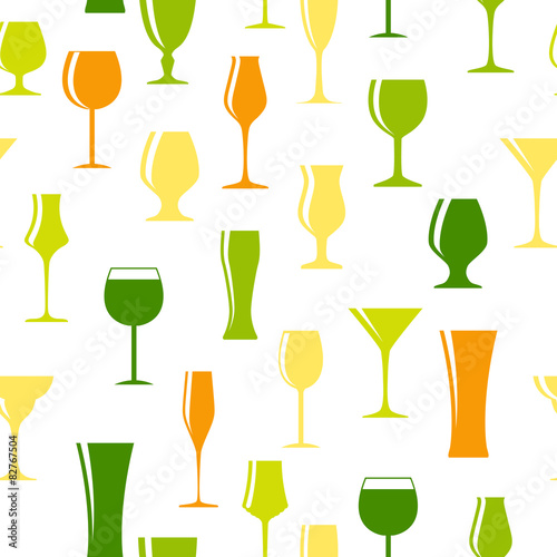 Alcoholic Glass Silhouette Seamless Pattern Background Vector Il