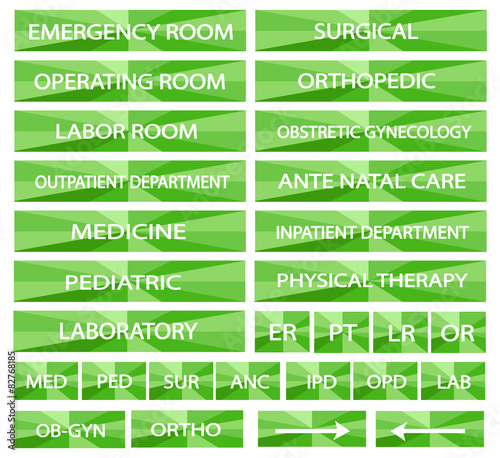 Set of Hospital Sign and Medical Abbreviations 