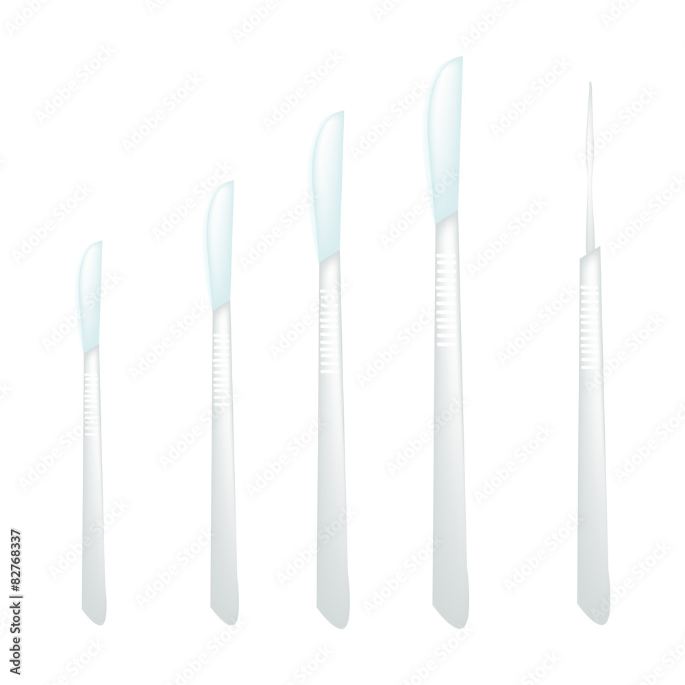 Collection of Surgeon Scalpels on White Background Collection of Surgeon Scalpels on White Background