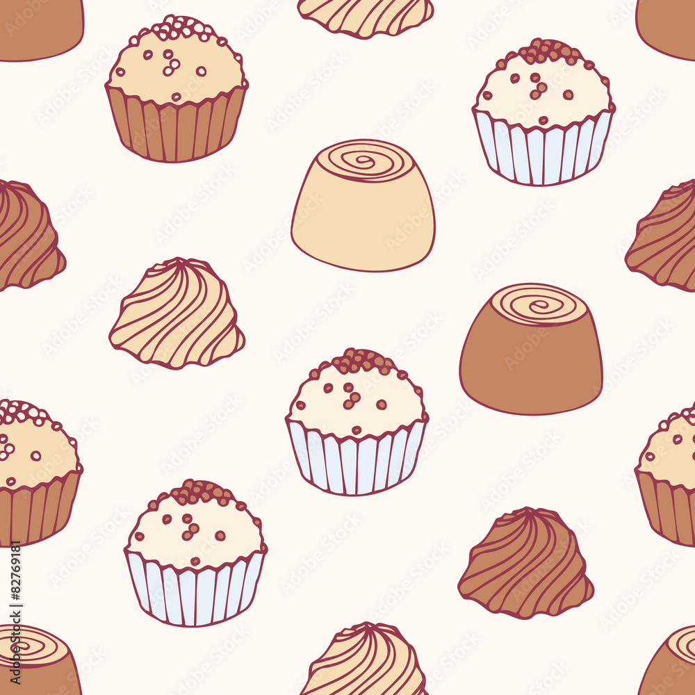 Seamless pattern with hand drawn chocolate candies Seamless pattern with hand drawn chocolate candies
