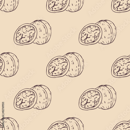 Outline walnut seamless pattern