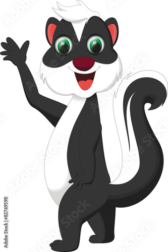 cute skunk cartoon waving