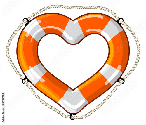 Heart vector isolated lifebuoy