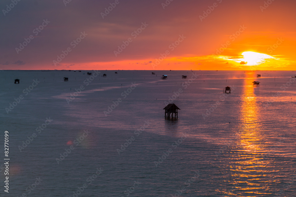 Naklejka premium Sea in the sunset, Gulf of Thailand