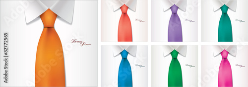 7 color variables of shirt and tie illustration, vector
