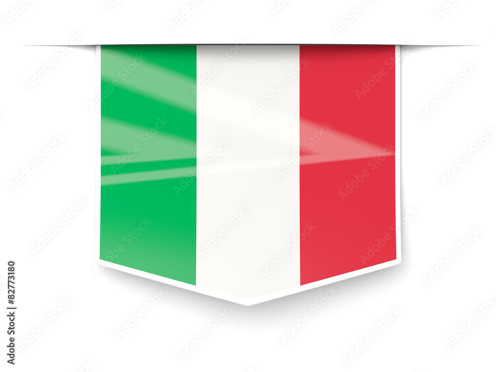 Square label with flag of italy