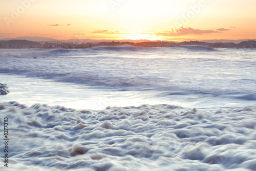 Sea foam on Snapper Rocks in the afternoon.