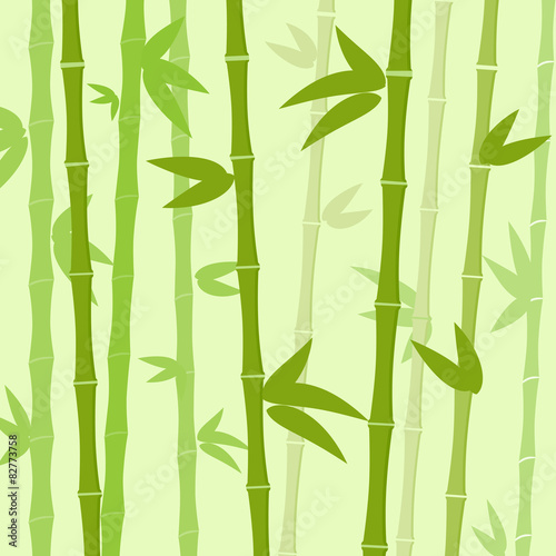 Green Bamboo Tree Leaves Background Flat Vector © mast3r