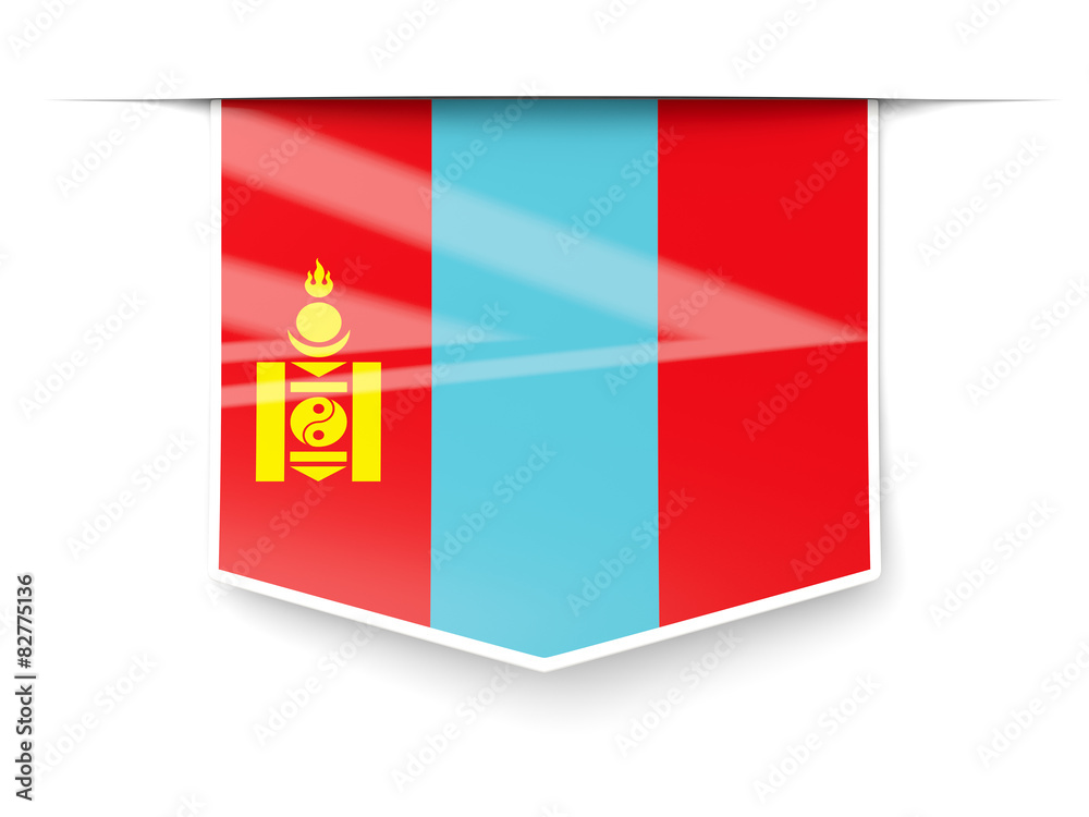 Naklejka premium Square label with flag of mongolia