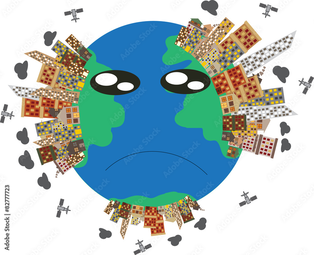 Obraz premium Save The Earth. Earth is destroyed by human society.