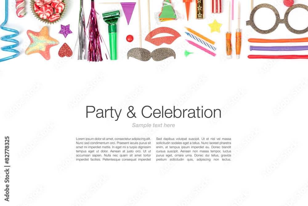 party and celebration elements on white background