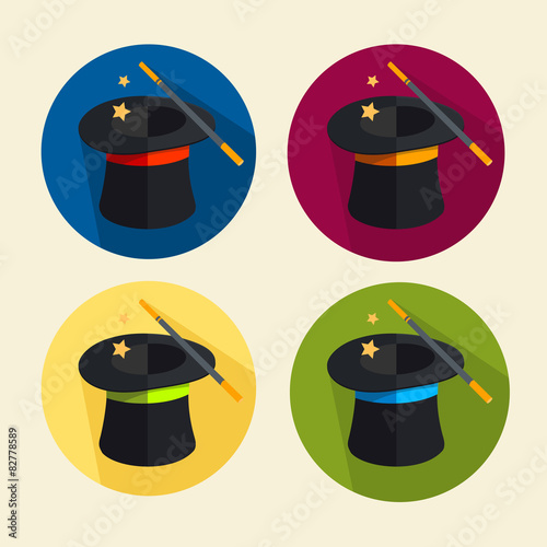 Vector magic hat icon set