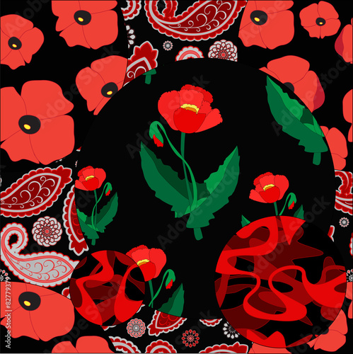 seamless patchwork pattern with flowers - stock vector