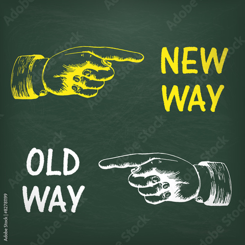 Blackboard Human Hand New Way