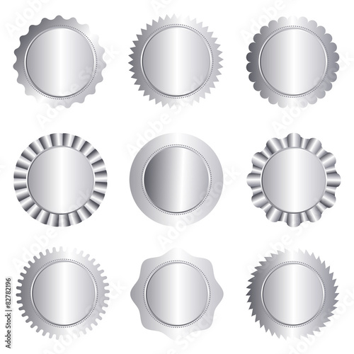 Silver stamp seal collection isolated on white