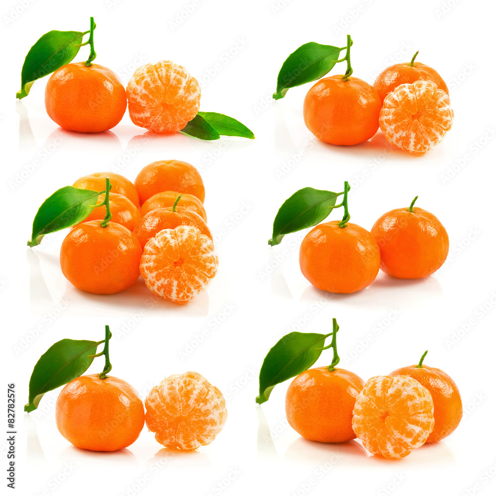 Group of ripe tangerine, set